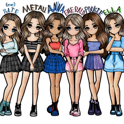 a group of girls realistic