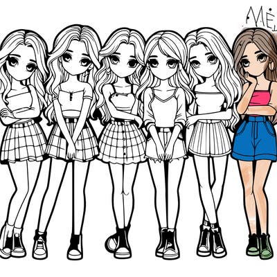 a group of girls realistic