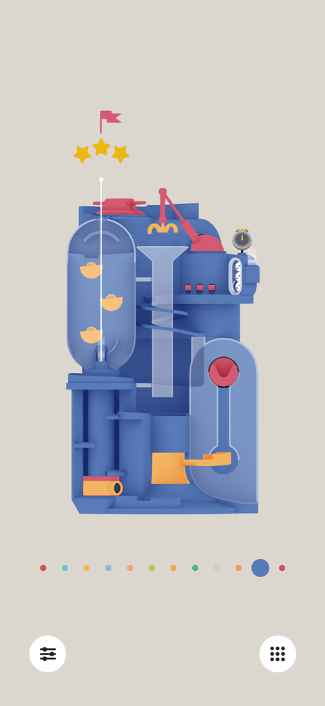 Automatoys - A blue mechanical toy obstacle course in Automatoys with three stars and a flag