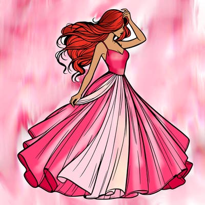 realistic woman with dress flowing in the wind