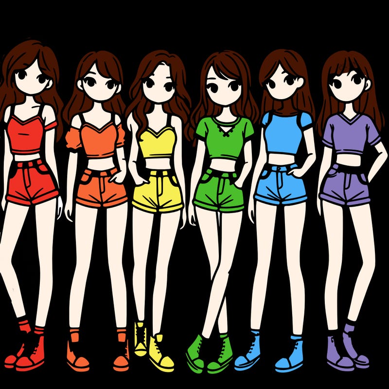 a group of girls wearing crop tops and shorts