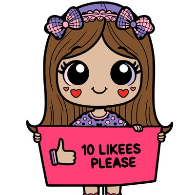 girl holding a sign that says 10 likes please