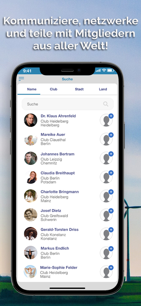 GDL App - Member search interface of the GDL App showing a directory of rail professionals for networking.