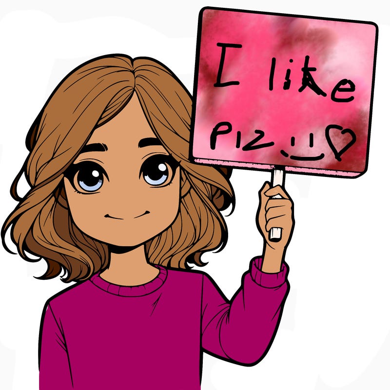 realistic girl holding up a sign