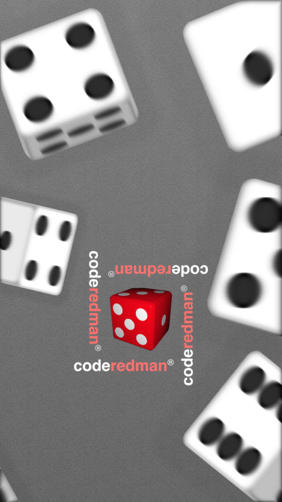 Just Dice - 3D white and red dice rolling on a grey background