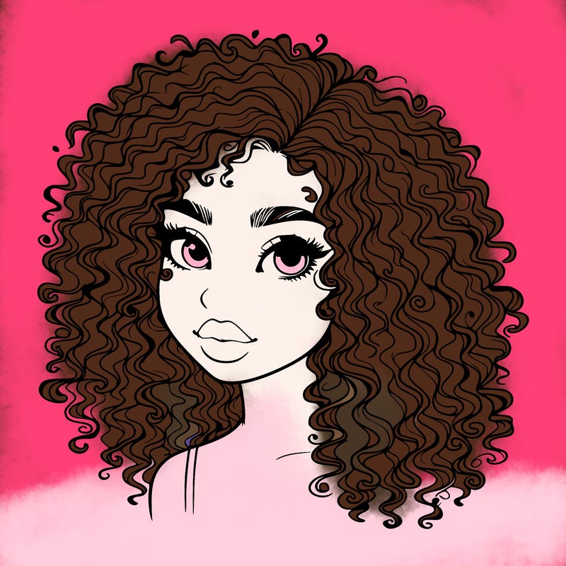 girl with curly hair realistic
