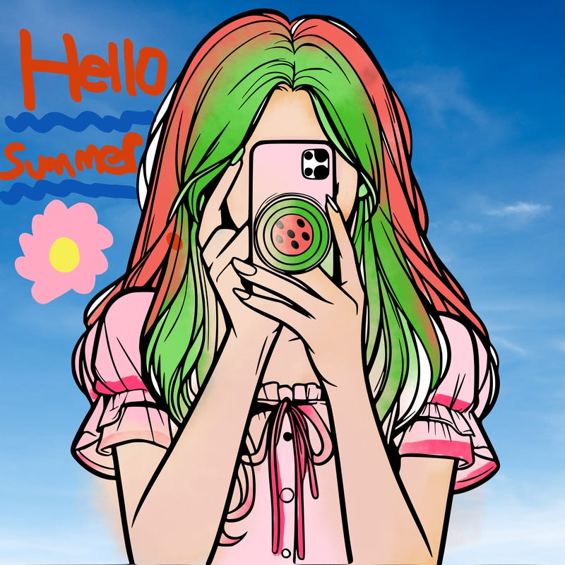 a realistic girl holding her phone taking pictures