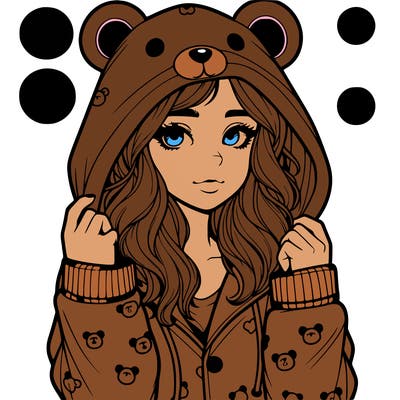 realistic girl in a animal pjs hoodie