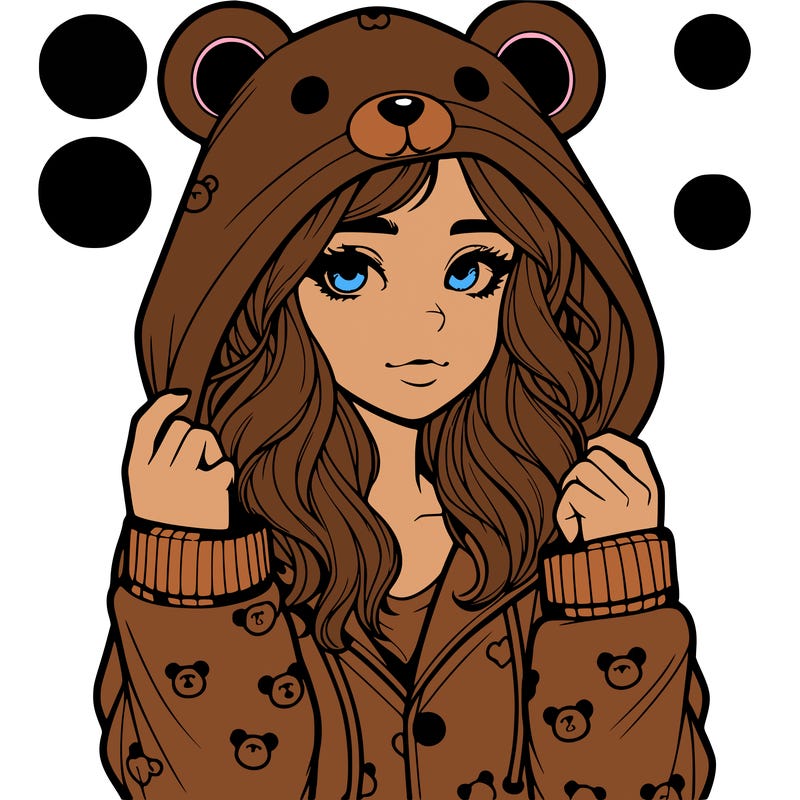realistic girl in a animal pjs hoodie