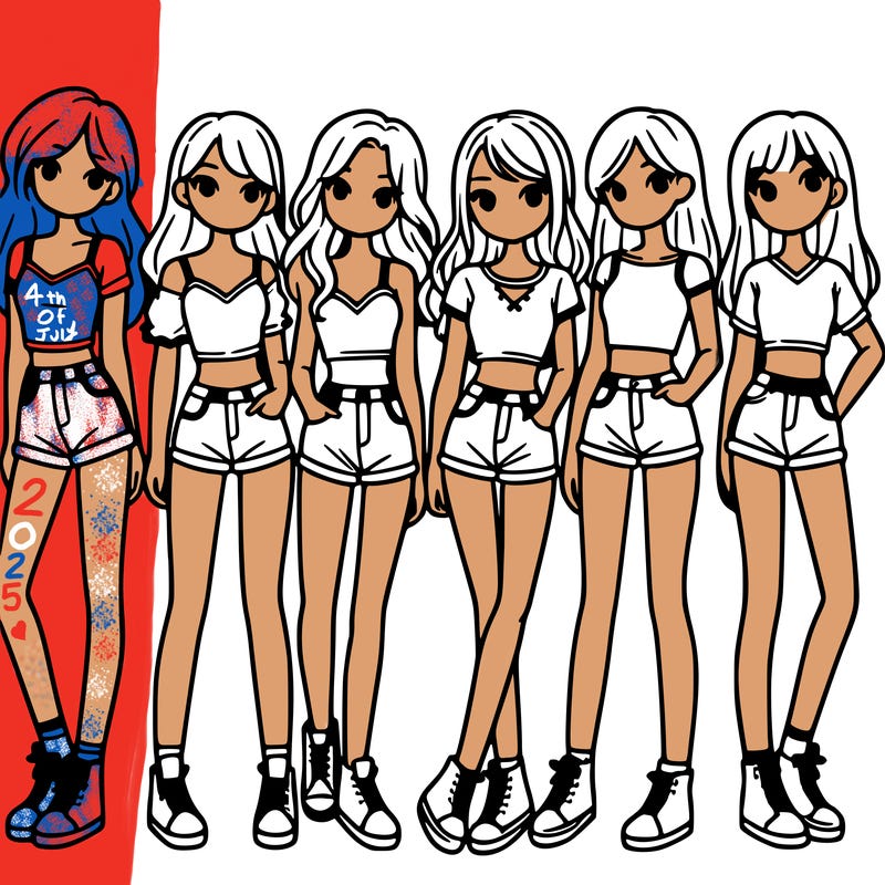 a group of girls wearing crop tops and shorts
