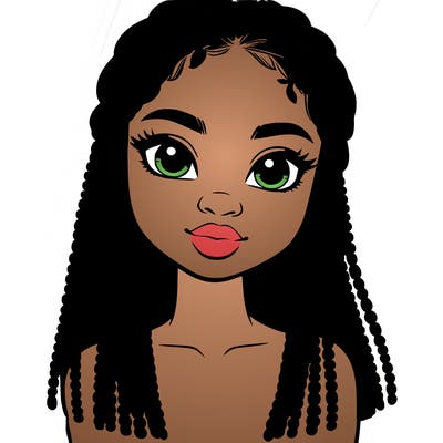 a realistic black girl with braids