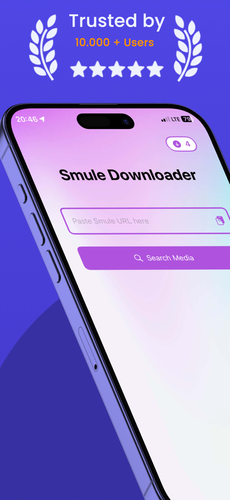Karaoke Video Saver - Karaoke Video Saver app interface showing the Smule downloader tool with a search media button.