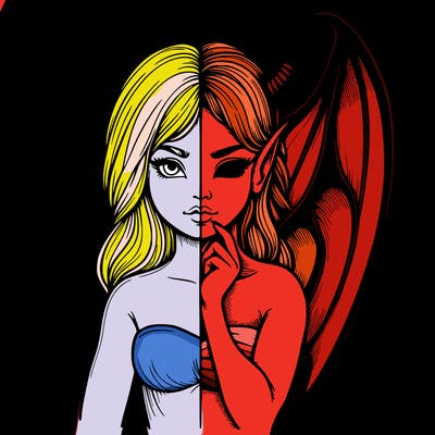 realistic angel half demon