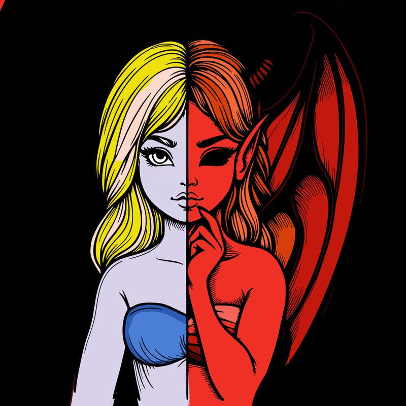 realistic angel half demon