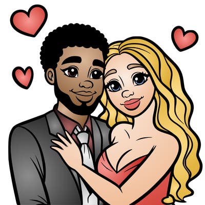 black man and white women in love realistic