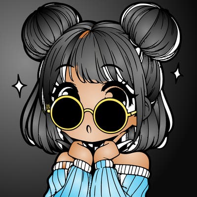 manga girl with hairbuns and sun shape sunglasses