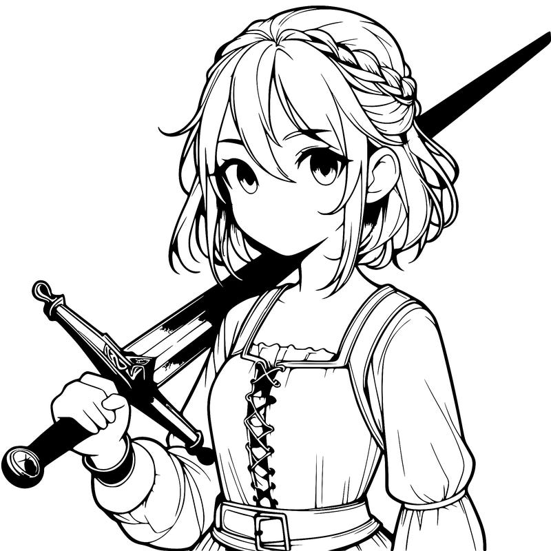 realistic girl with a sword