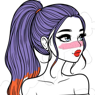 a beautiful and realistic girl with a high pony tail