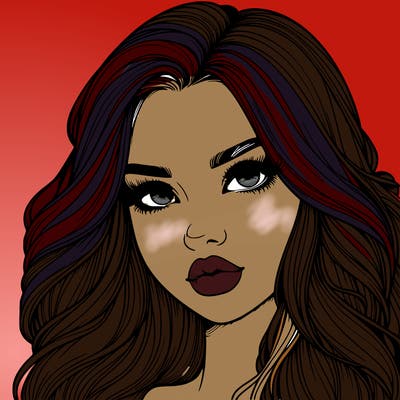 realistic girl with long hair  and lips