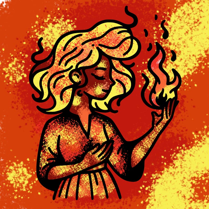 woman with fire
