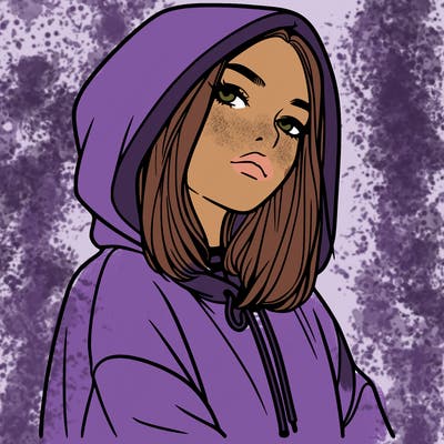 a realistic girl in a hoodie