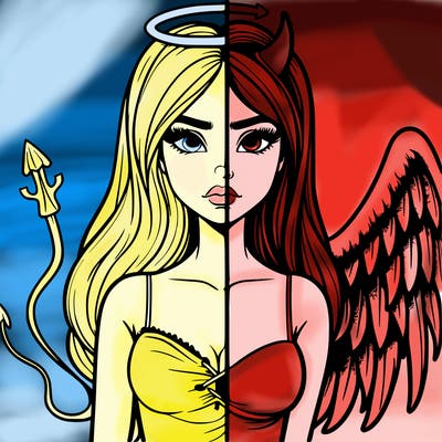 devil vs angel realistic girl