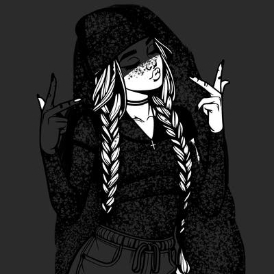 realistic teenage girl with braids and a beanie and crop top doing 🫶🏼