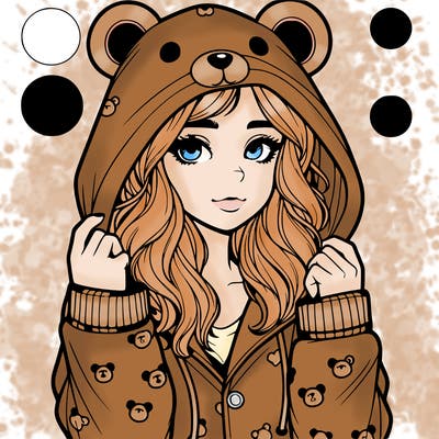 realistic girl in a animal pjs hoodie