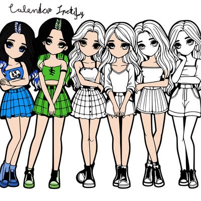 a group of girls realistic