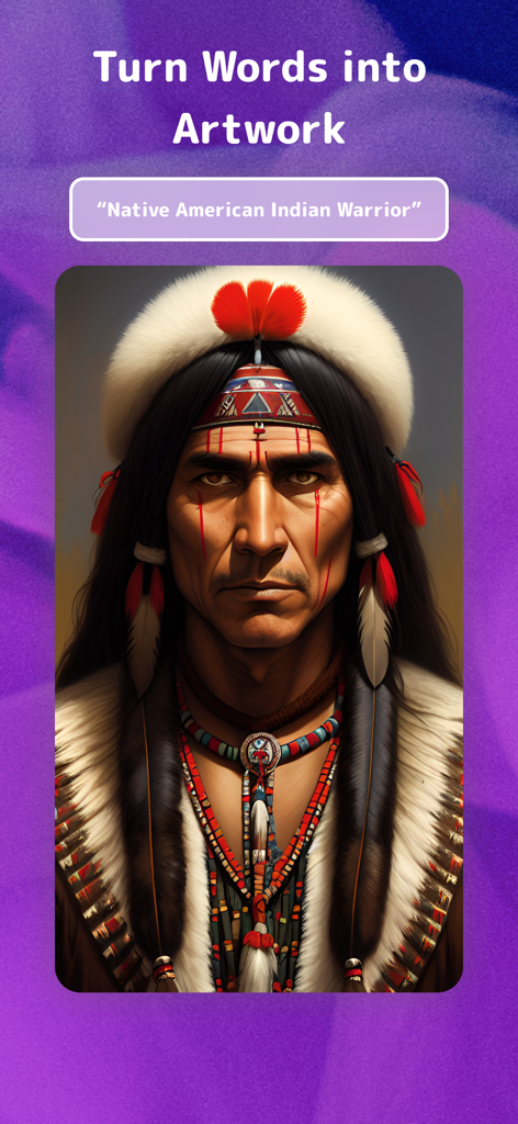 AI generated portrait of a Native American warrior from a text prompt