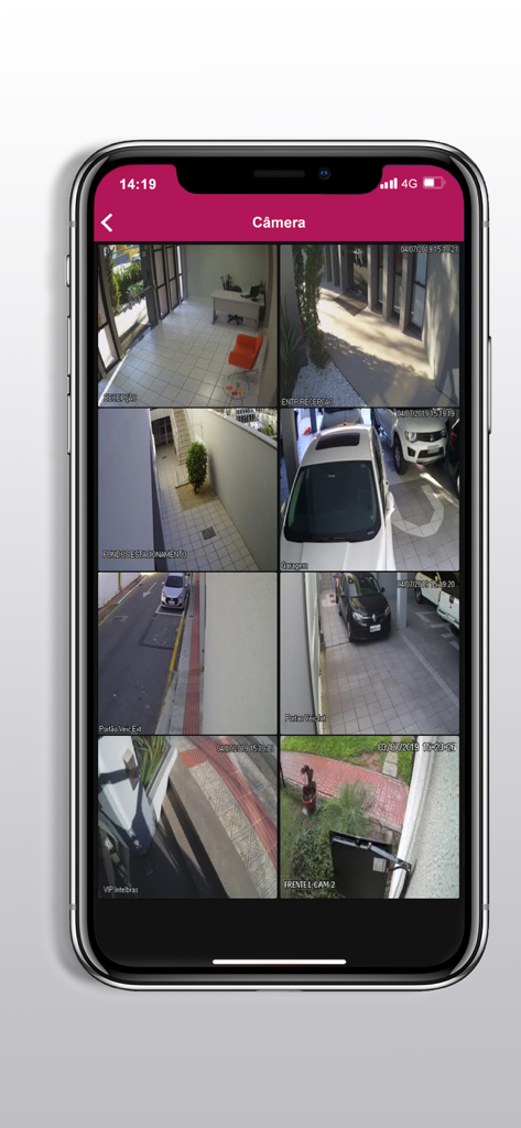 Winker - 建物の監視用に複数のリアルタイム防犯カメラ映像を表示するWinkerアプリのインターフェース