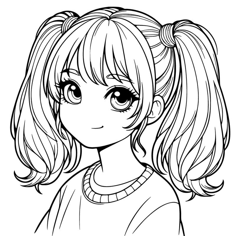 realistic girl with pigtails
