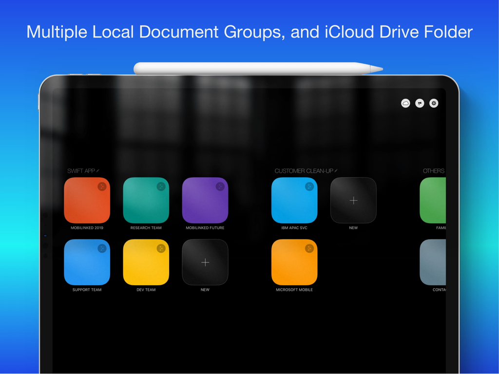 OrgChart - Organization Chart - OrgChart iPad App-Dashboard mit mehreren Dokumentgruppen und iCloud Drive-Integration