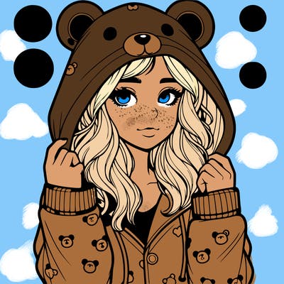 realistic girl in a animal pjs hoodie