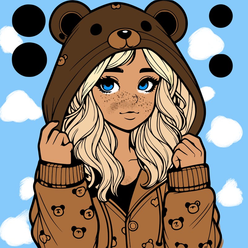 realistic girl in a animal pjs hoodie