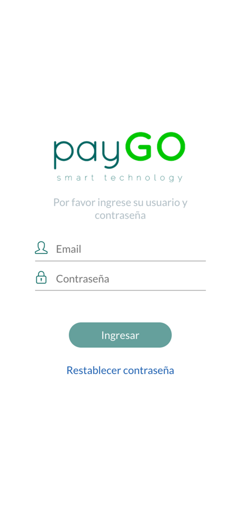 PAYGO - Login screen for PAYGO school payment app featuring email and password input fields