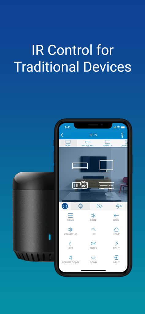 SURE Universal app interface for IR remote control of traditional devices