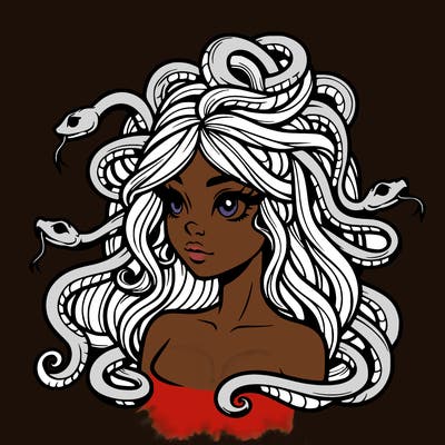 realistic medusa with snakes in her hair