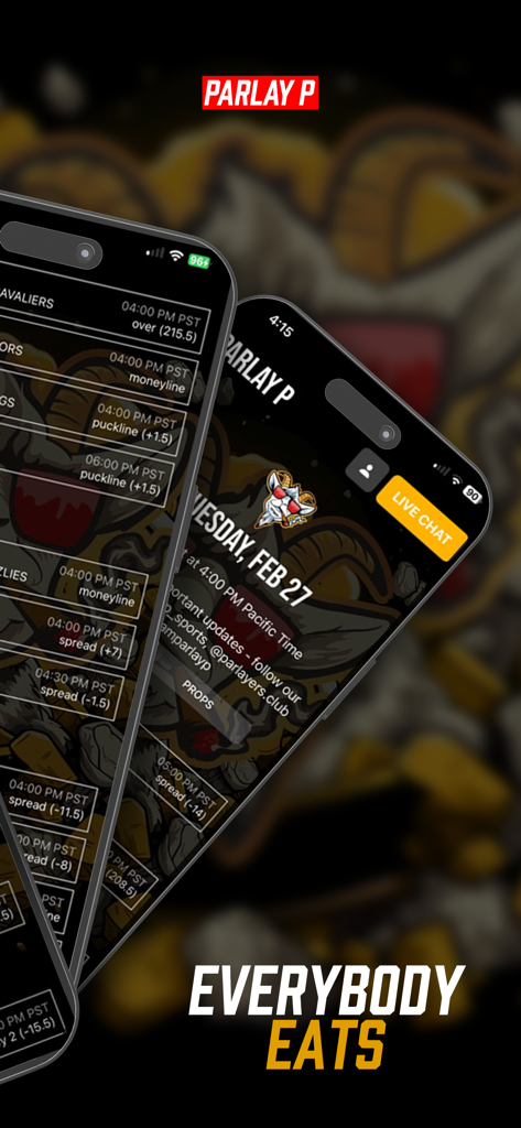 Parlay P Sports Newsletter app interface displaying daily betting picks and sports game lines