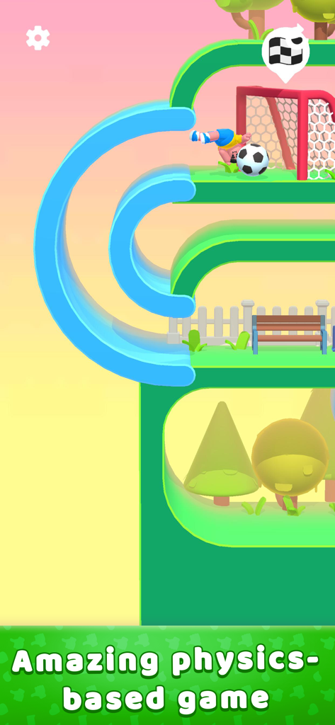 Lazy Jump 3D - Un personaje de muñeco de trapo desplazándose cerca de un balón de fútbol en el juego Lazy Jump 3D