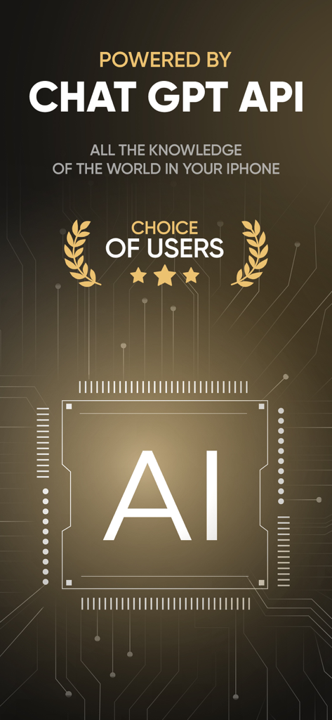 Schermata dell'app AI Gemini che mostra l'integrazione dell'API Chat GPT e il premio Choice of Users.