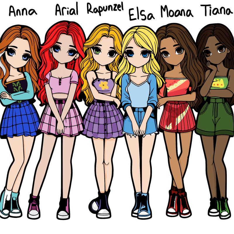 a group of girls realistic