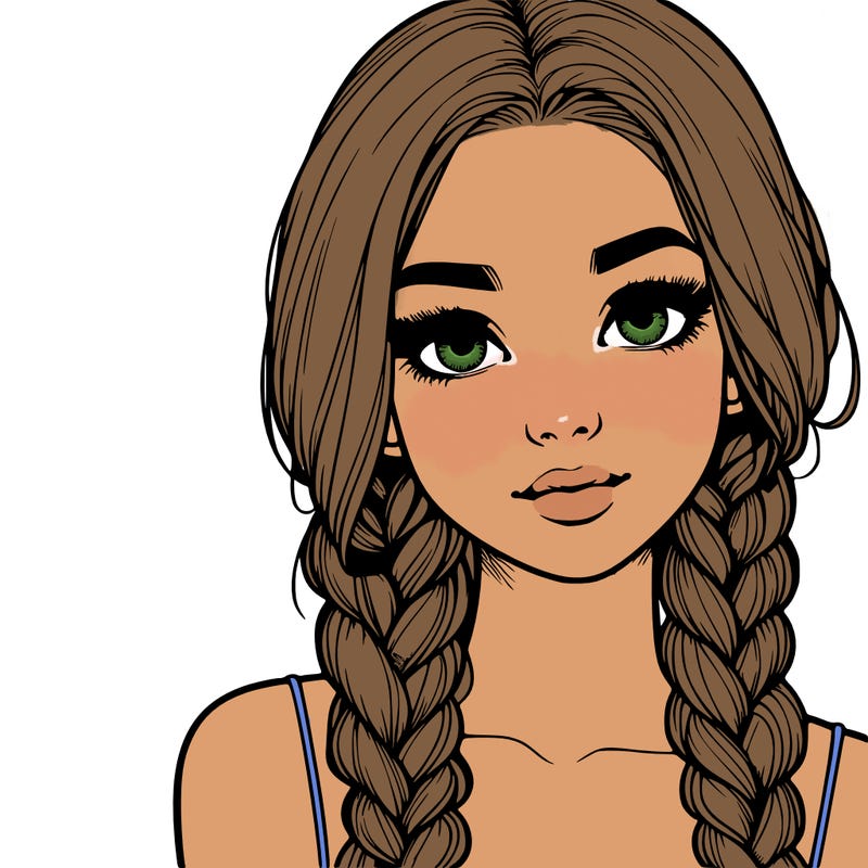 realistic girl with braids