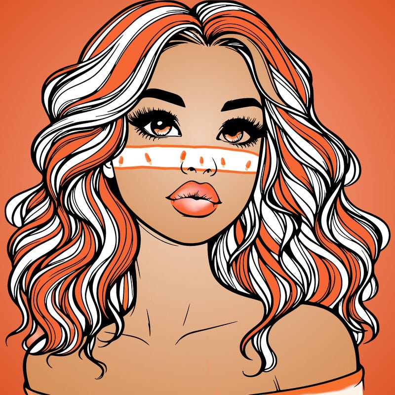 realistic girl with wavy hair and lips