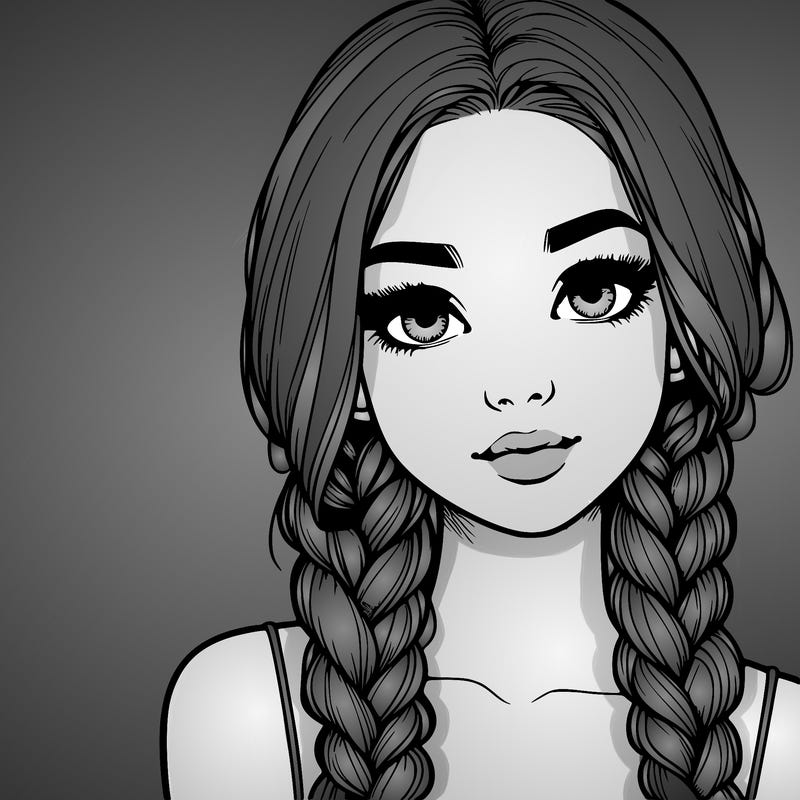 realistic girl with braids