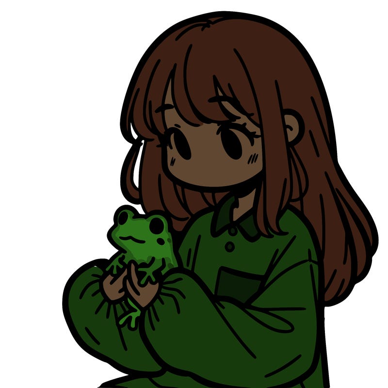 girl with long hair and a oversized shirt. and she is holding a frog