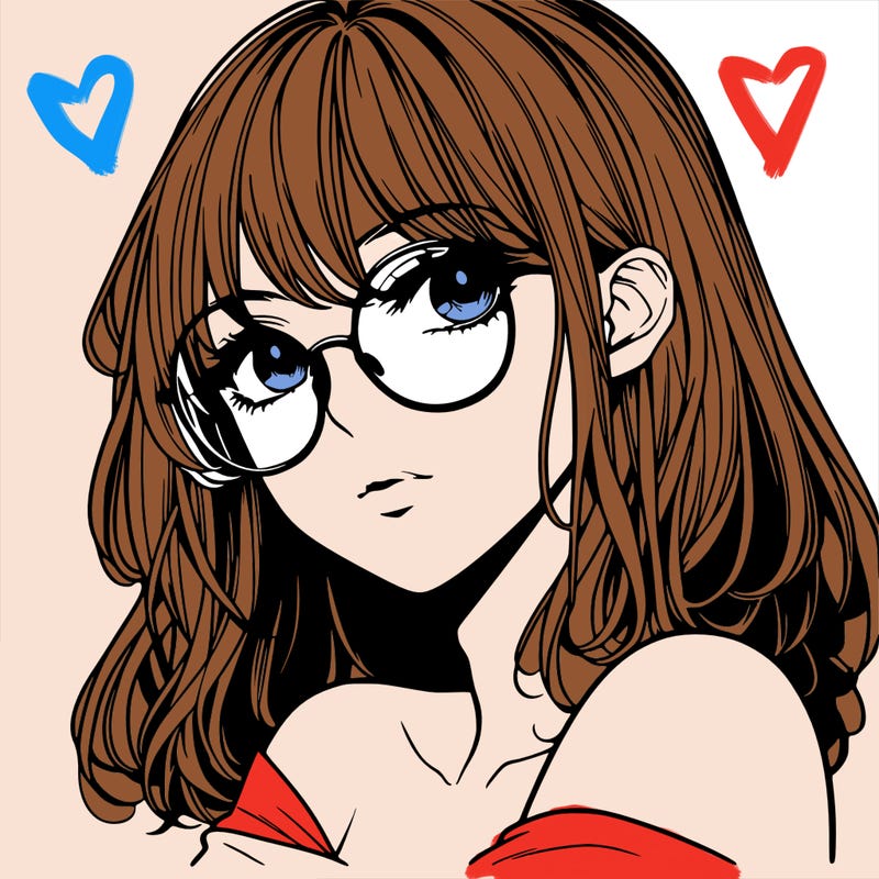 manga woman character with glasses and nice lips
