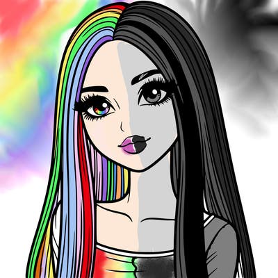 realistic girl with straight and long hair