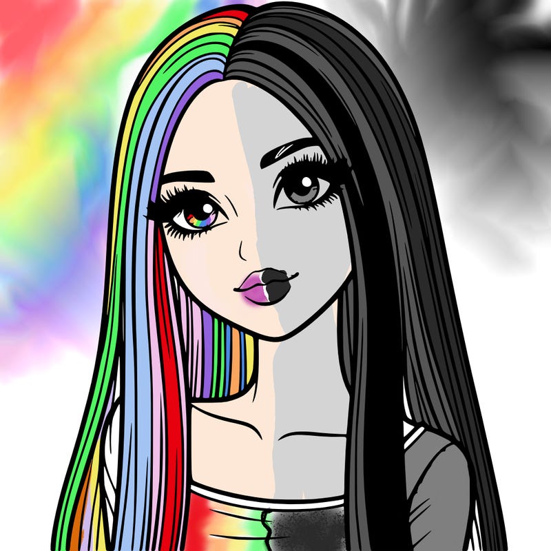 realistic girl with straight and long hair