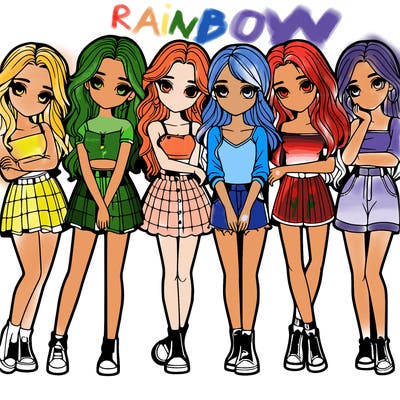 a group of girls realistic